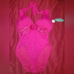 Women Pink One Piece Swimsuit